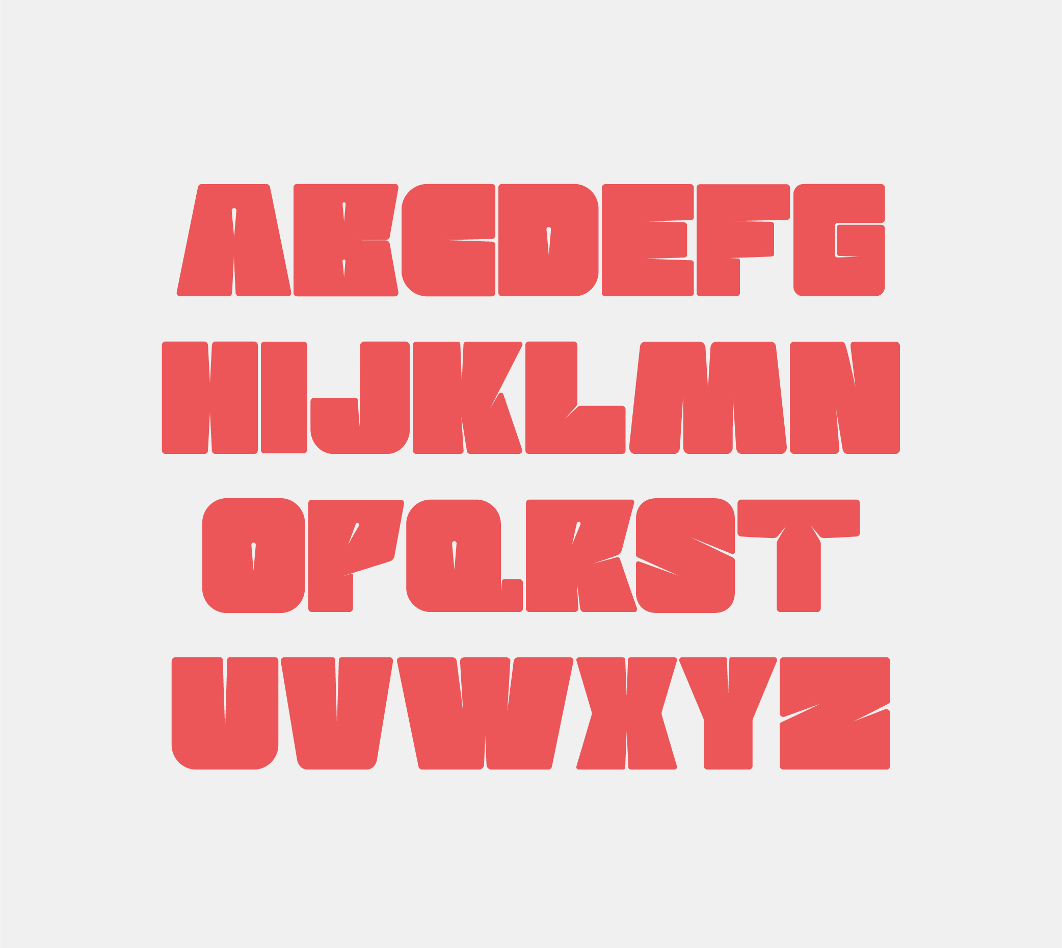 Typography of the alphabet in the typeface Krease Display